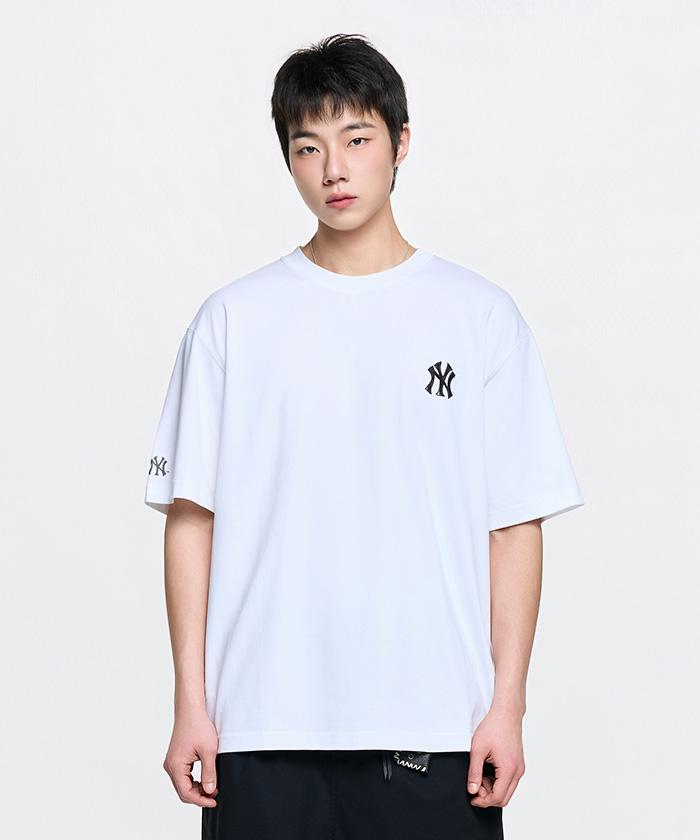 Emelbi Basic Simple Street Logo Oversized Short Sleeve T-Shirt Ny (White)