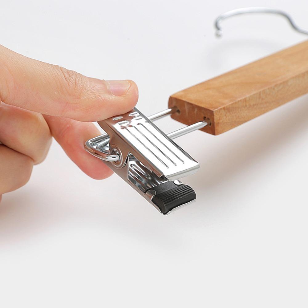 No Trace Solid Wooden Hanger Wood Trouser Hanger with Clip High Quality Pants Clips
