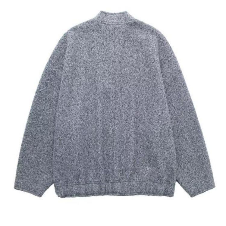 Autumn Winter Women Baseball Jacket Stand Collar Long Sleeve Casual Coat Solid Color Big Pockets Hidden Buttons