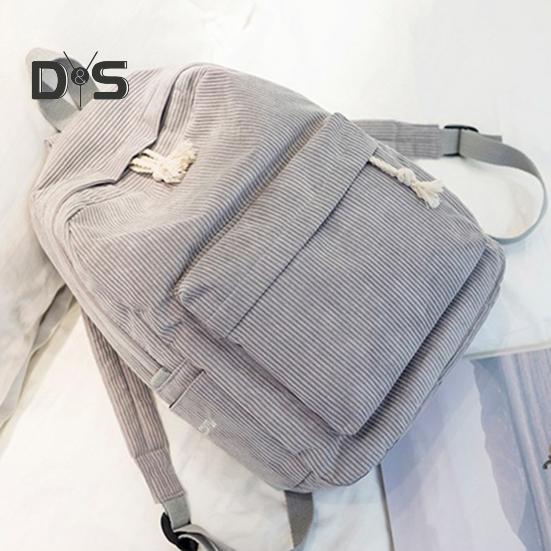 Solid Color Corduroy Backpack Anti-theft Training Knapsack with Adjustable Straps Large Capacity Unisex Schoolbag for Travel Camping Work Gym