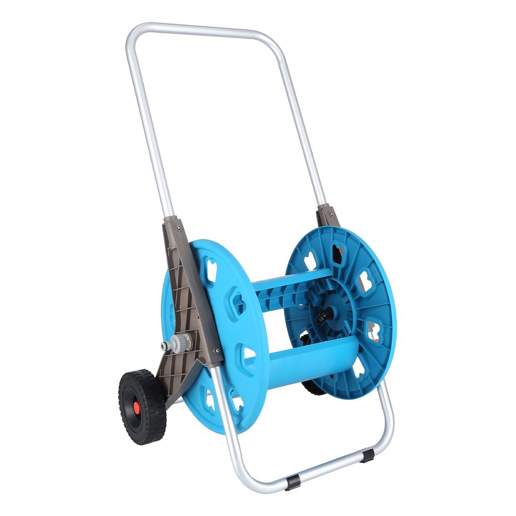 G1/2 Garden Hose Reel Cart Portable Hand Push Type Retractable Water Pipe Storage Cart for 80m Hose