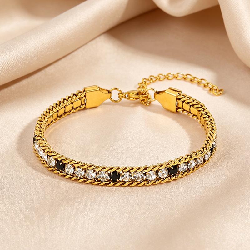 Women's Titanium Steel Multi-color Zircon Bracelet - Luxurious, Versatile, and Fade-resistant