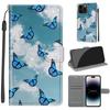 White Cloud Blue Butterfly PU Leather Wallet Flip Photo Frame Book Case for iPhone Samsung Huawei Honor Xiaomi Redmi Oppo Sony Motorola Nokia Google