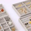 4pcs Jewelry Display Tray Gray Velvet Earrings Display Dust-proof Storage Props Drawer Jewelry Storage Box