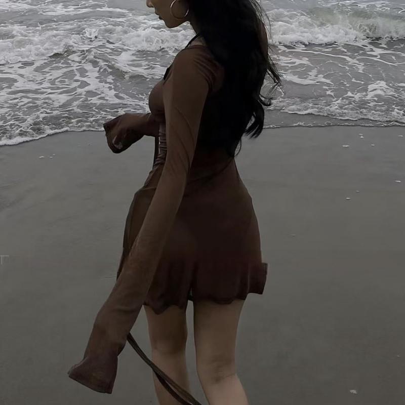 Retro Tummy Control Mesh Cover-up Bikini Set for Women - European & American Style