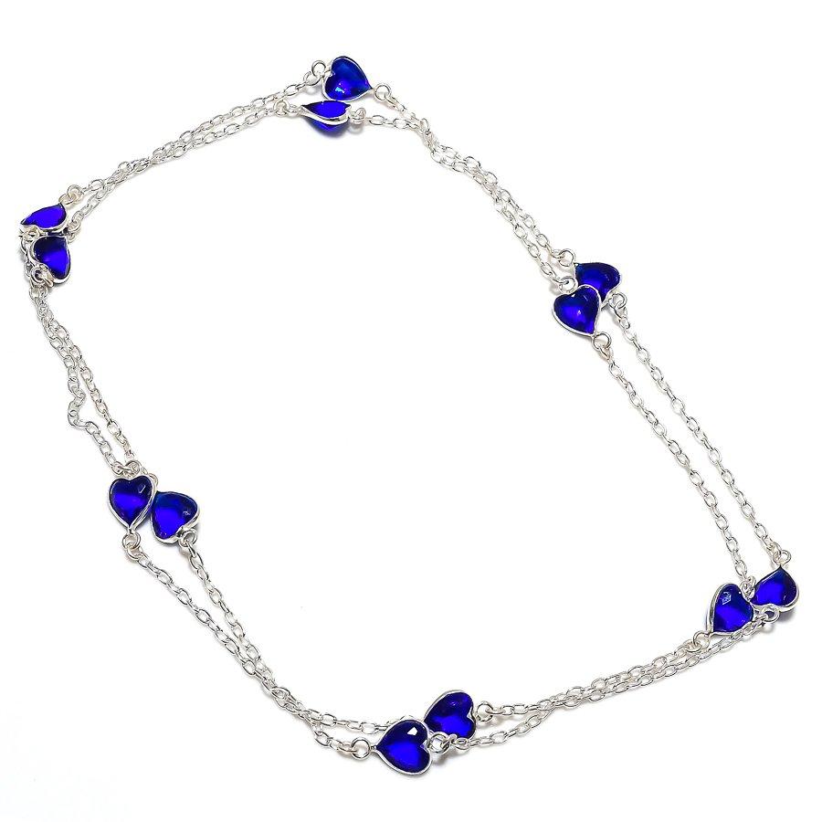 

Natural London Blue Topaz Gemstone 925 Sterling Silver Necklace 36 N4K95
