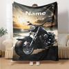 Custom Name Motorcycle Theme Printed Blanket - Perfect for Couch, Bed, Travel & Outdoor Use | Machine Washable, Cozy & Durable.