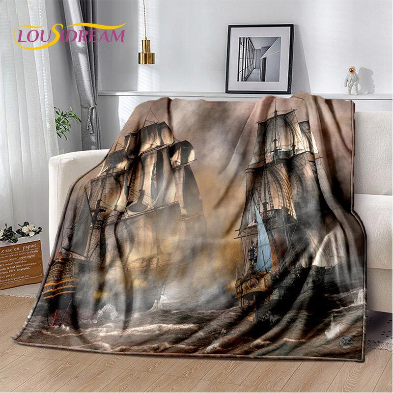 A Pirate Boat,Barque,Boat Ship Monster Soft Plush Blanket,Flannel Blanket Throw Blanket for Living Room Bedroom Bed Sofa Picnic
