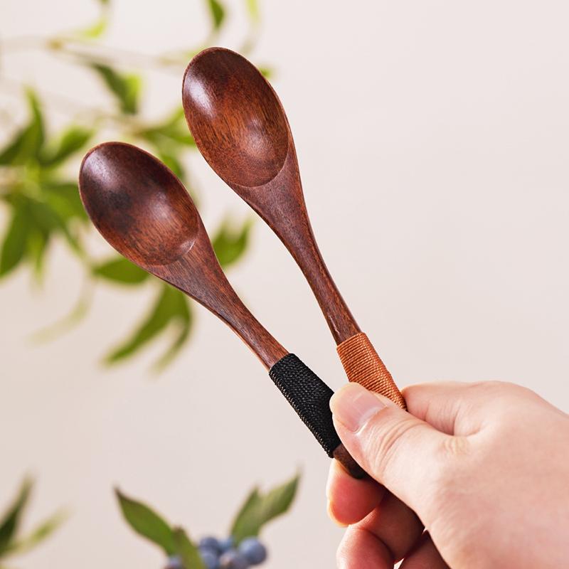 3Pcs Small Wooden Spoon Kitchen Spice Sugar Salt Spoon Mini Wood Spoon for Honey Ice Cream Tea Coffee Spoon Wooden Tableware