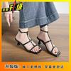 French elegant open-toed sandals women's 2025 summer new versatile square head with thin heels light luxury high heels women