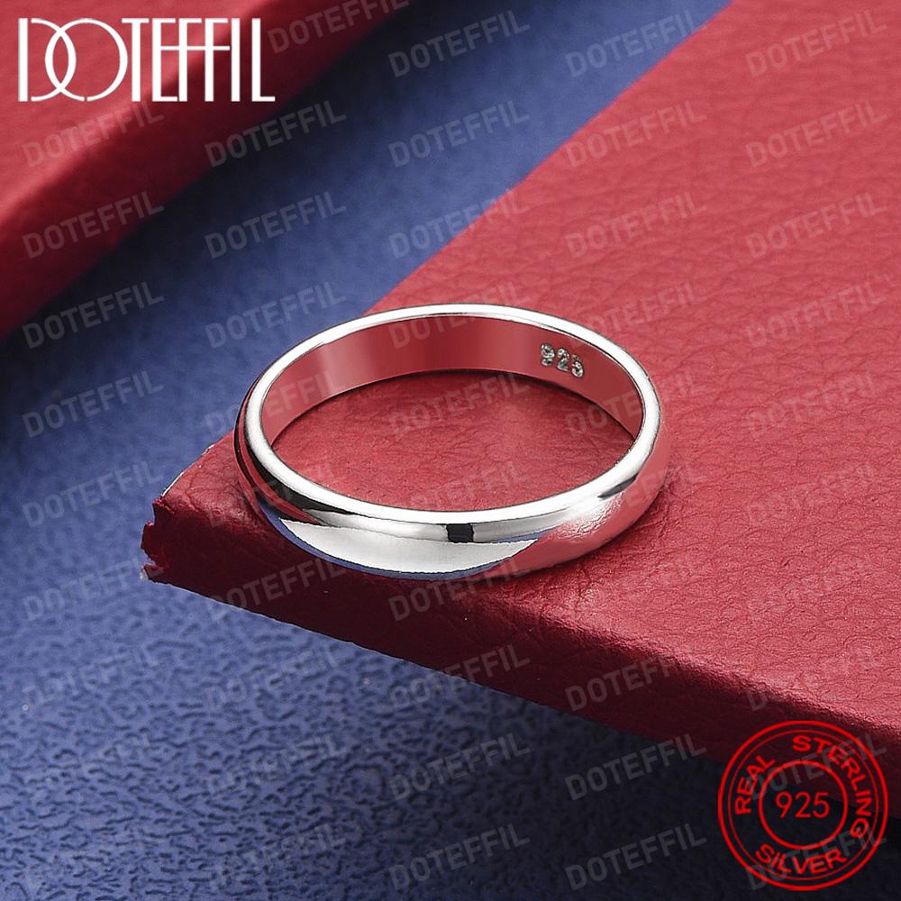 

925 Sterling Silver Smooth Ring for Women Man Wedding Engagement Party Fashion Charm Jewelry 7