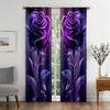 Elegant Purple Rose Pattern Printed Curtains, Pole Bag Bedroom and Living Room, Home Decoration, Room Decoration