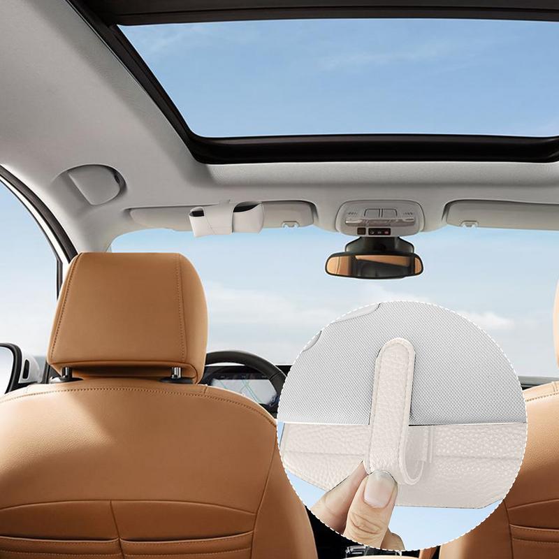 Visor Sunglasses Holder Leather Auto Eyeglasses Organizer Box Non-Slip Eyeglasses Case Space Saving Organizer Box Interior Auto