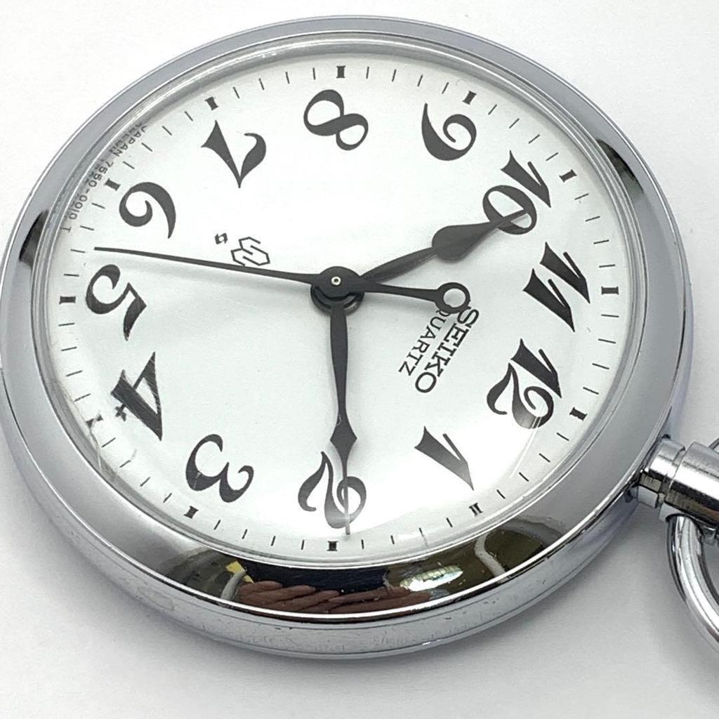 Used 436 [Battery Replaced, Cleaned] Working SEIKO Pocket Watch, Railway Watch Reason for Discount: Scratches Seiko 7550-0010 1980s Quartz Popular