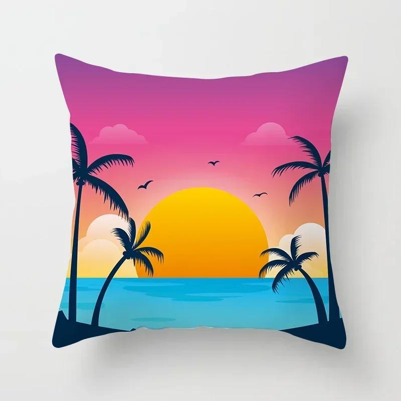 45x45cm Summer Beach Pillowcase Palm Tree Leaves Plant Pillow Case Sofa Home Decoration Car Waist Throw Cushion Cover