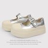 6Cm Height Increase  Cowhide Inner Lining  Sheepskin Insole Velcro Mary Jane Shoes Women'S Little White Shoes Casual Single Shoes