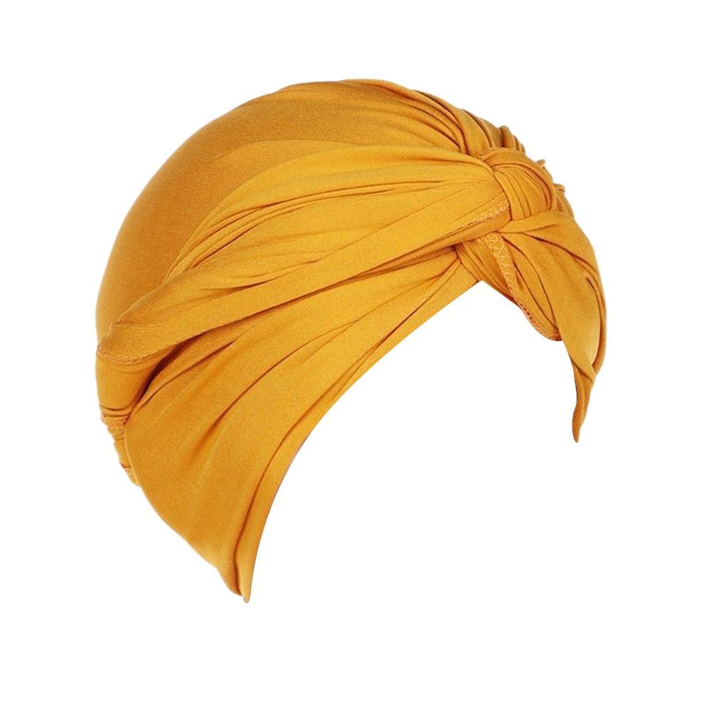 Fashion Vintage Hijab Caps Elastic Soft Polyester Twist Knot Turban Hat Breathable Wrap Style Cancer Chemo Hat Hair Loss