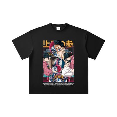 260 GSM Double Yarn 32 Count 100% Cotton Demon Slayer V25 Akaza Print Unisex Heavy Cotton T Shirt