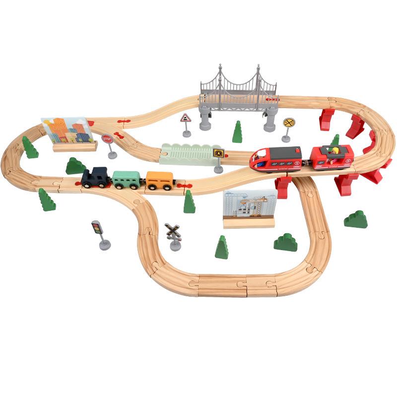 Wooden Track Train Toy for Kids - Compatible with Thomas