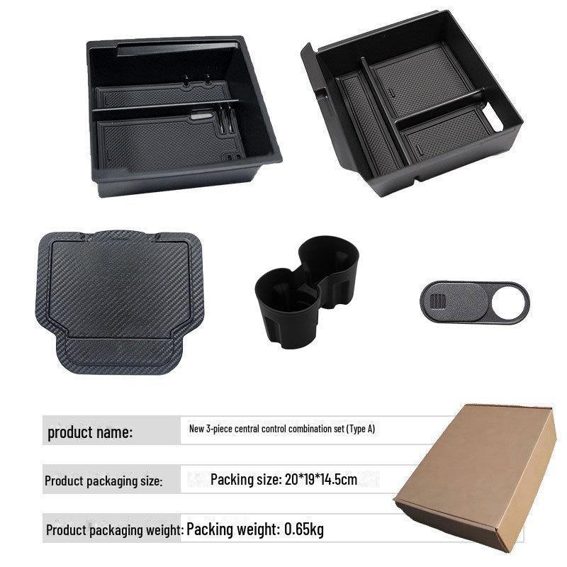 Flocking and cushion storage box for Tesla Model 3 center console/armrest. Ideal for organizing items inside your car.