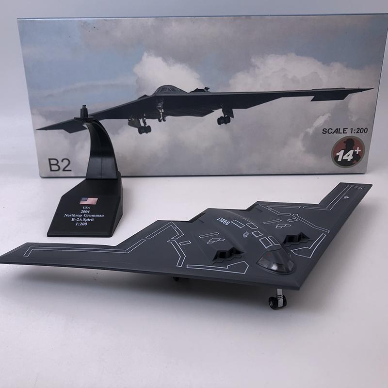 Støpt metall 1/200 Skala B2 USAF B-2A Bomber Fly Fly Fly Replika Modell Leke For Utstilling Samling
