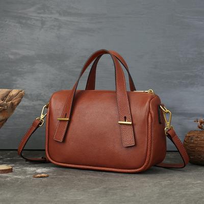 Echtes Leder Vintage Boston Bag mit großer Kapazität Pendler Büro Handtasche Kleine Handtasche