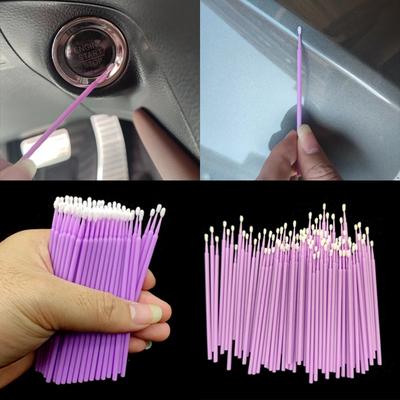 100 Stück Mikropinsel-Spitzen für Lack, 1,5 mm, Mini-Mikropinsel für Auto-Ausbesserungslack, lila, Auto-Applikator-Sticks, Detaillierung, Autoprodukte