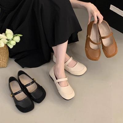 French Shallow Mouth Single Shoes Women's Flat Bottom 2025 Summer New Retro Evening Breeze with Skirt Square Head Mary Jane Shoes