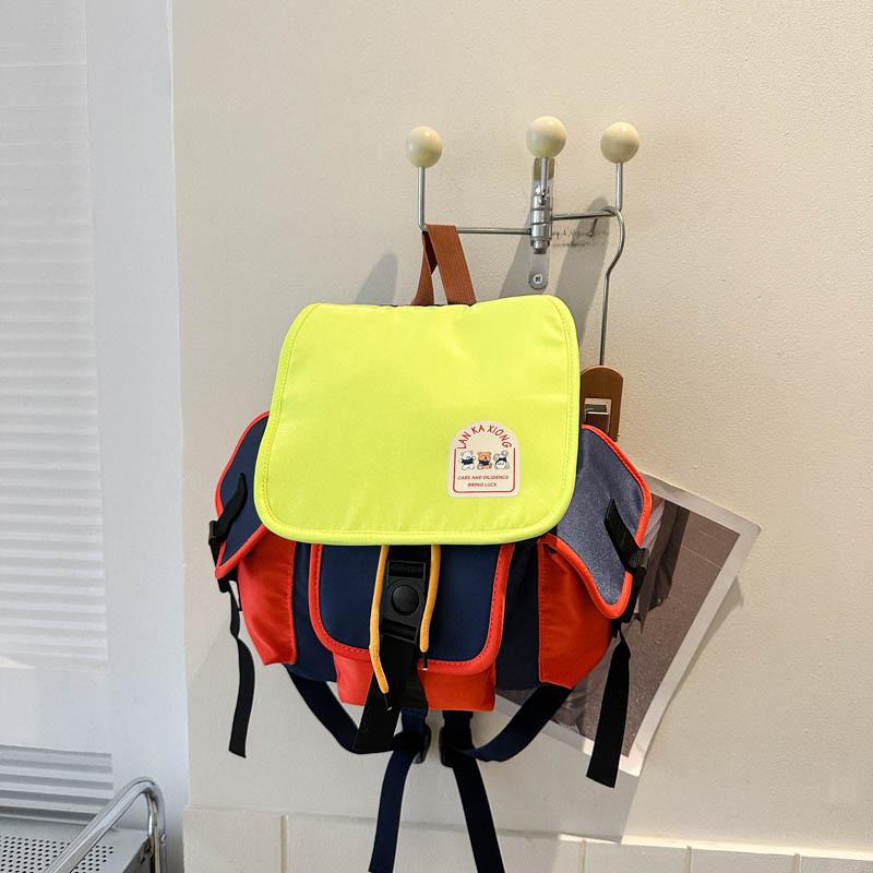 Stylish Dual Color Kindergarten Backpack For Kids Lightweight Canvas School Bag