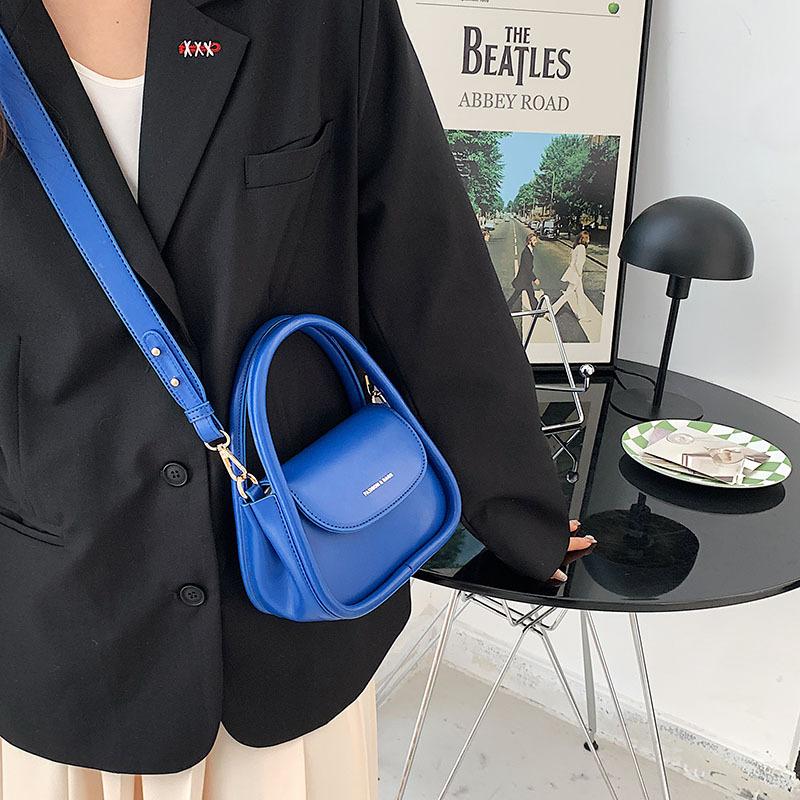 

Портативная маленькая сумка в иностранном стиле, женская сумка-мессенджер в стиле ретро с простой текстурой, модная сумка через плечо синий