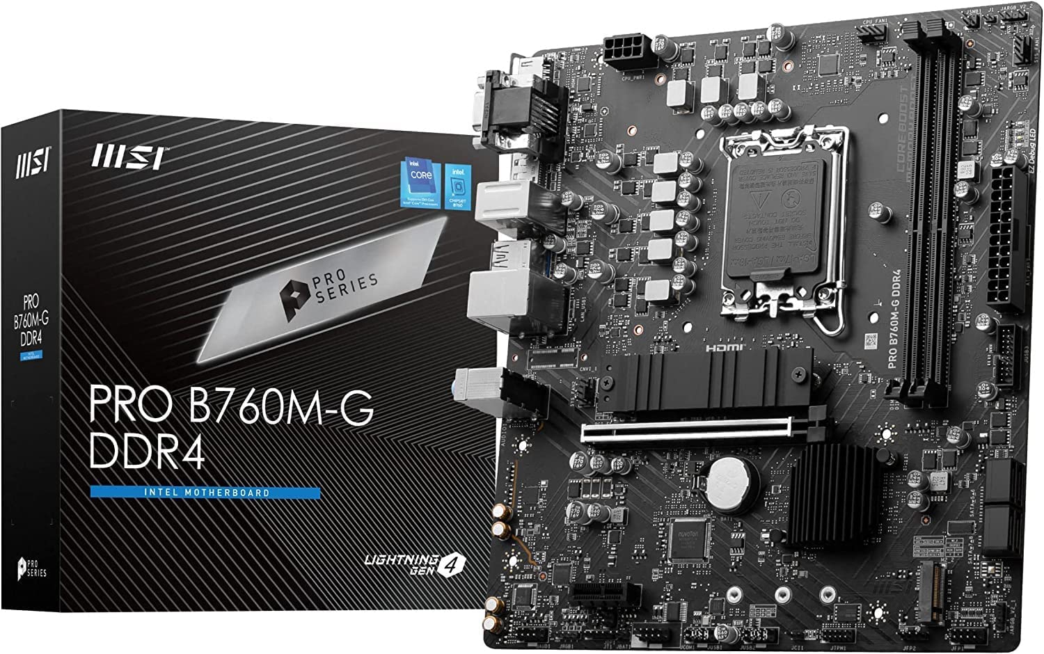 

MSI motherboard PRO DDR4 Compatible with generation CPU mATX 2xGen4 with Intel MB5997 B760M-G 14th/13th/12th (LGA1700) M.2 [equipped B760]
