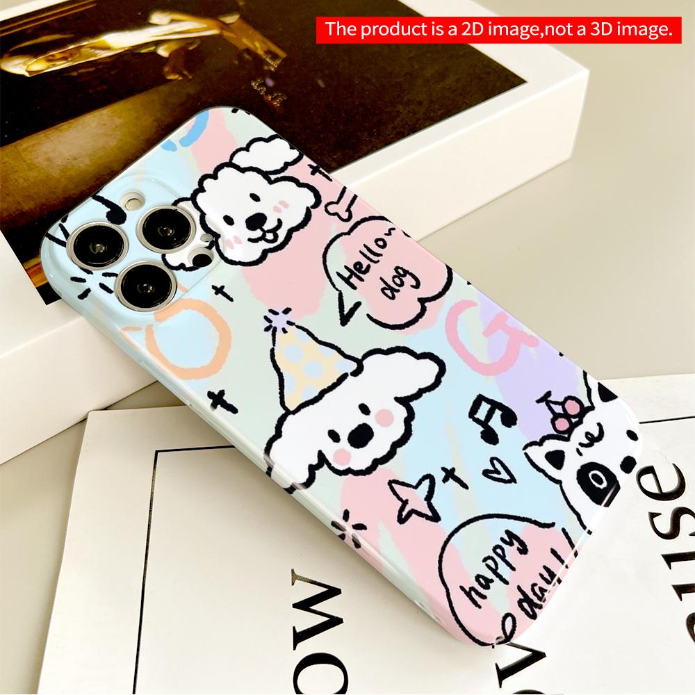 Cute Dog & Cat Doodle Phone Case All Inclusive Film Hard Phone Case, Compatible with iPhone 18 Pro Max 17 16 15 14 13 12 11