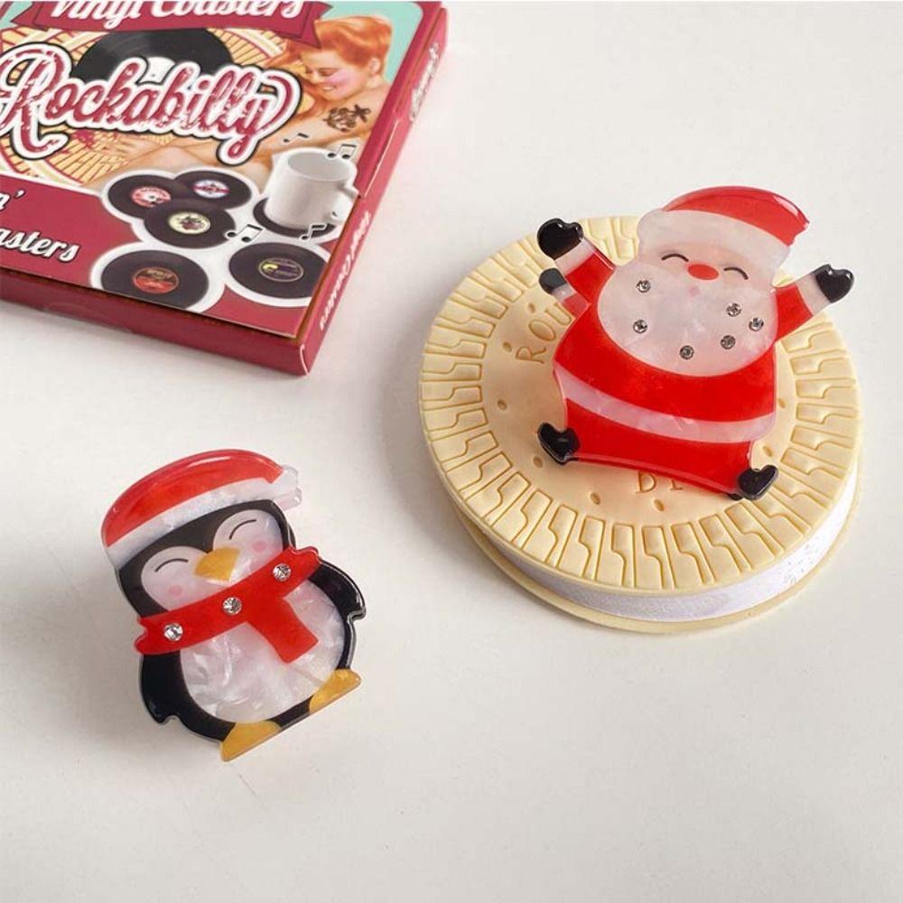 PVC Christmas Elk Hair Claw Deer Snowman Hair Clip Kawaii Santa Claus Shark Clip  Wash Face