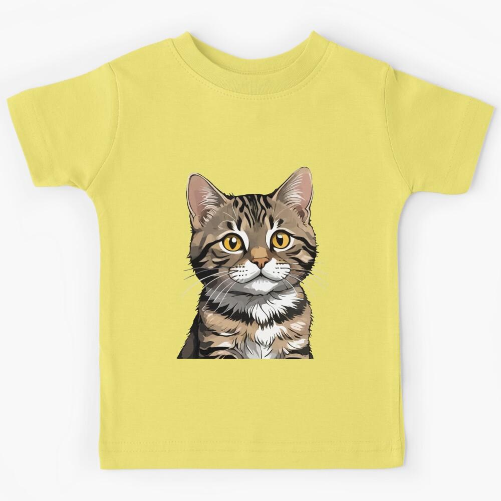 Tabby Cat Striped Cat Cute Illustration Kids T-Shirt 130