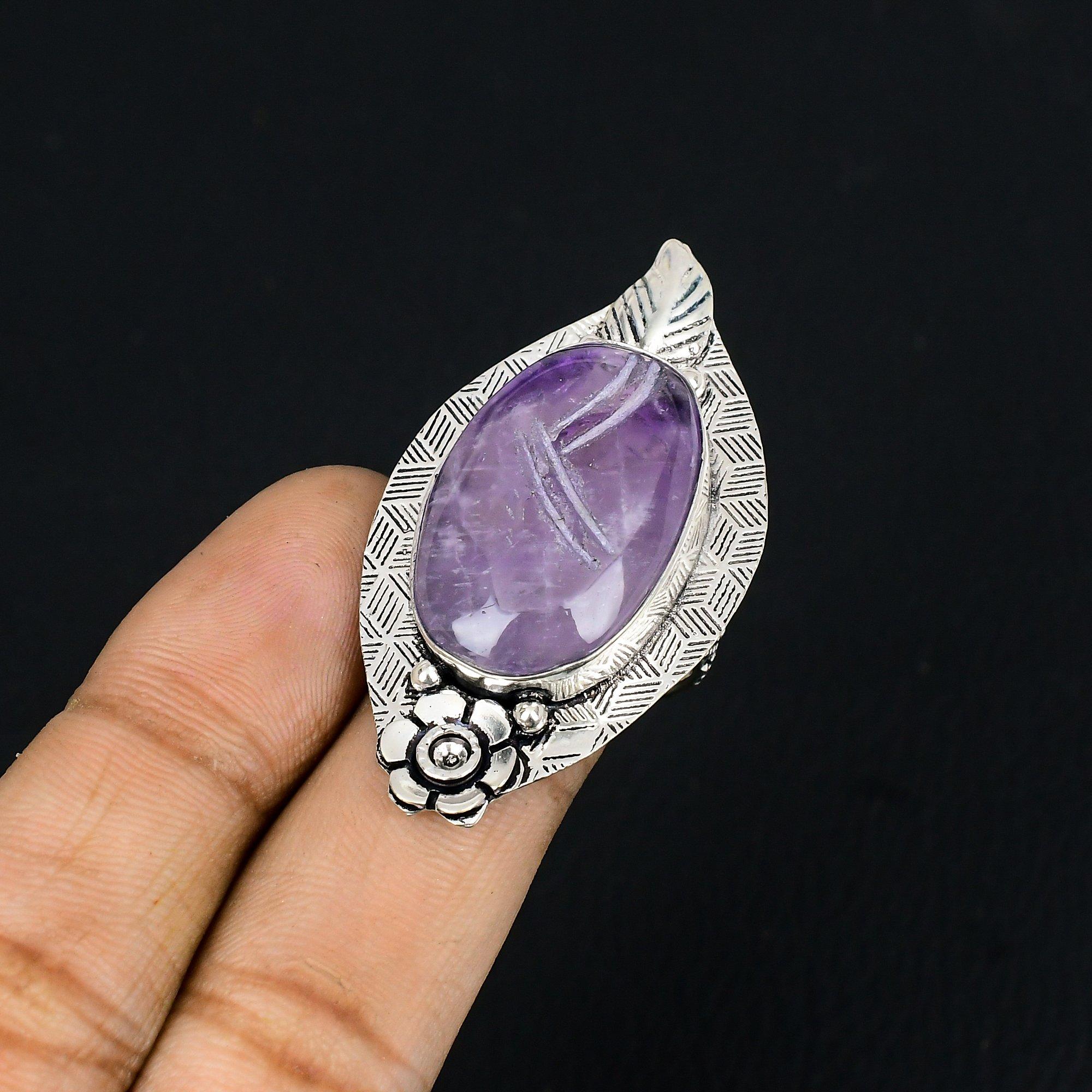 Gift For Women Stackable Flower Ring Size 8 925 Silver Natural Star Amethyst 8