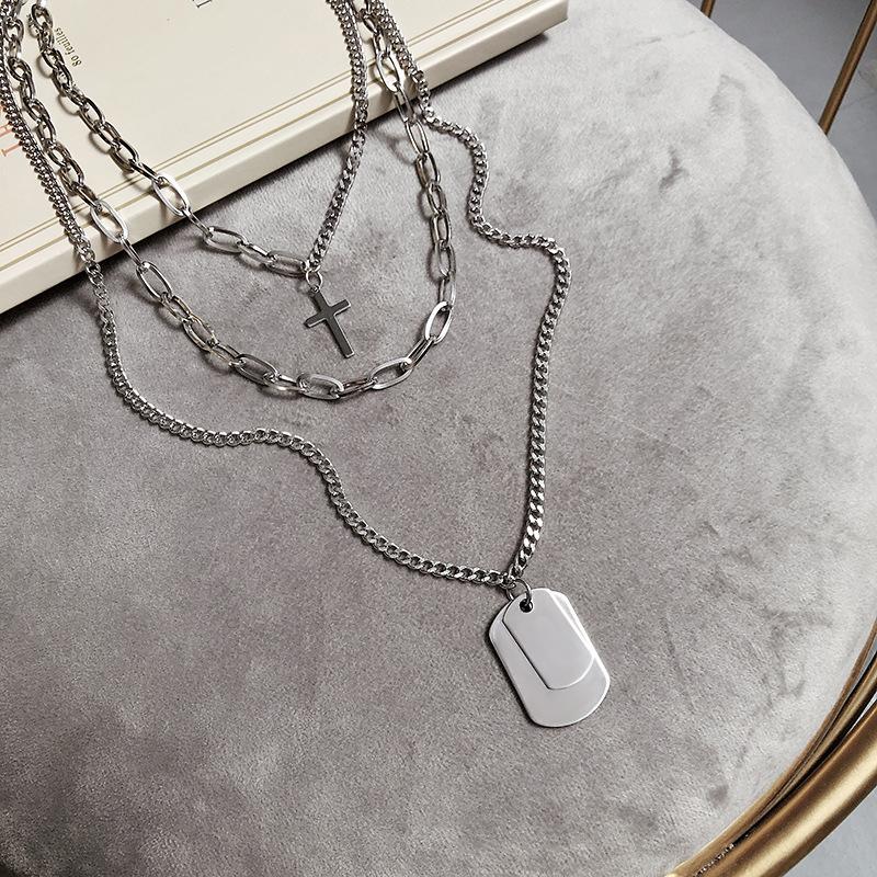 Necklace Men'S Tide Hip Hop Cross Army Brand Multi-Layer Pendant Dancing Diablo Pendant Couple Student Punk