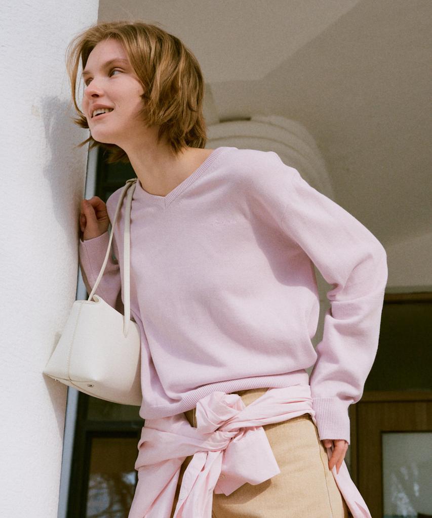 OSTKAKA Cotton V-Neck Pullover Light Pink