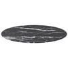 VidaXL Dessus de table Noir Ø80x1cm Verre trempé avec design de marbre
