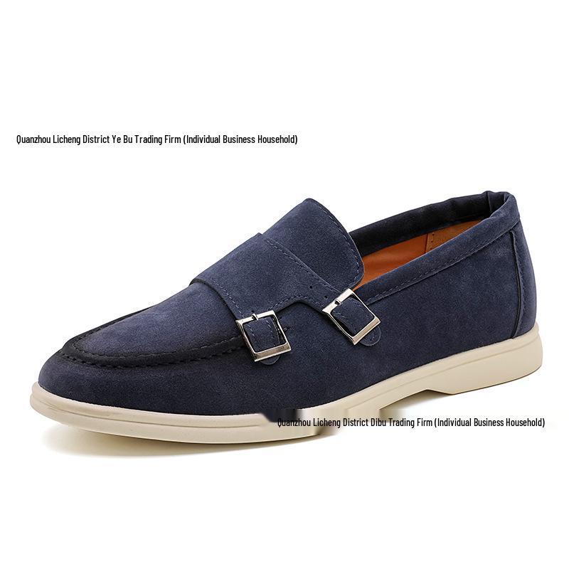 

Men s Suede Monk Strap Leather Shoes - British Style, Casual & Formal 41 синий/белый