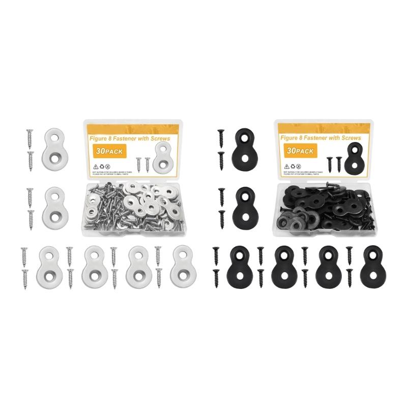 30PCS Metal Double Hole Fastener Plates Hardware Set Easy To Use for Cabinet Door Hinges Installation & Panel Joining