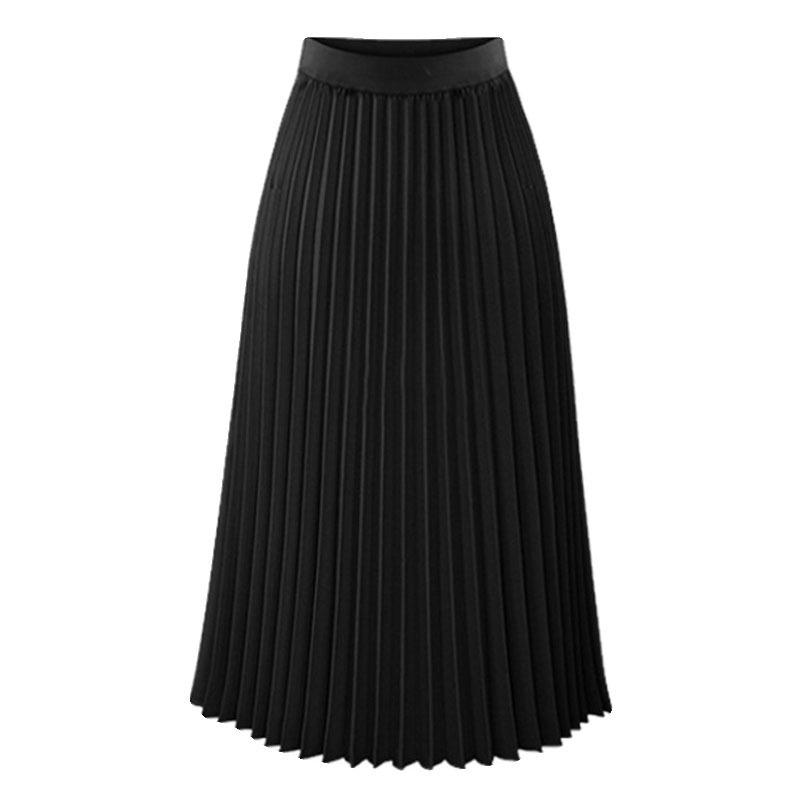 Gonna midi plissettata in chiffon europeo con elastico in vita