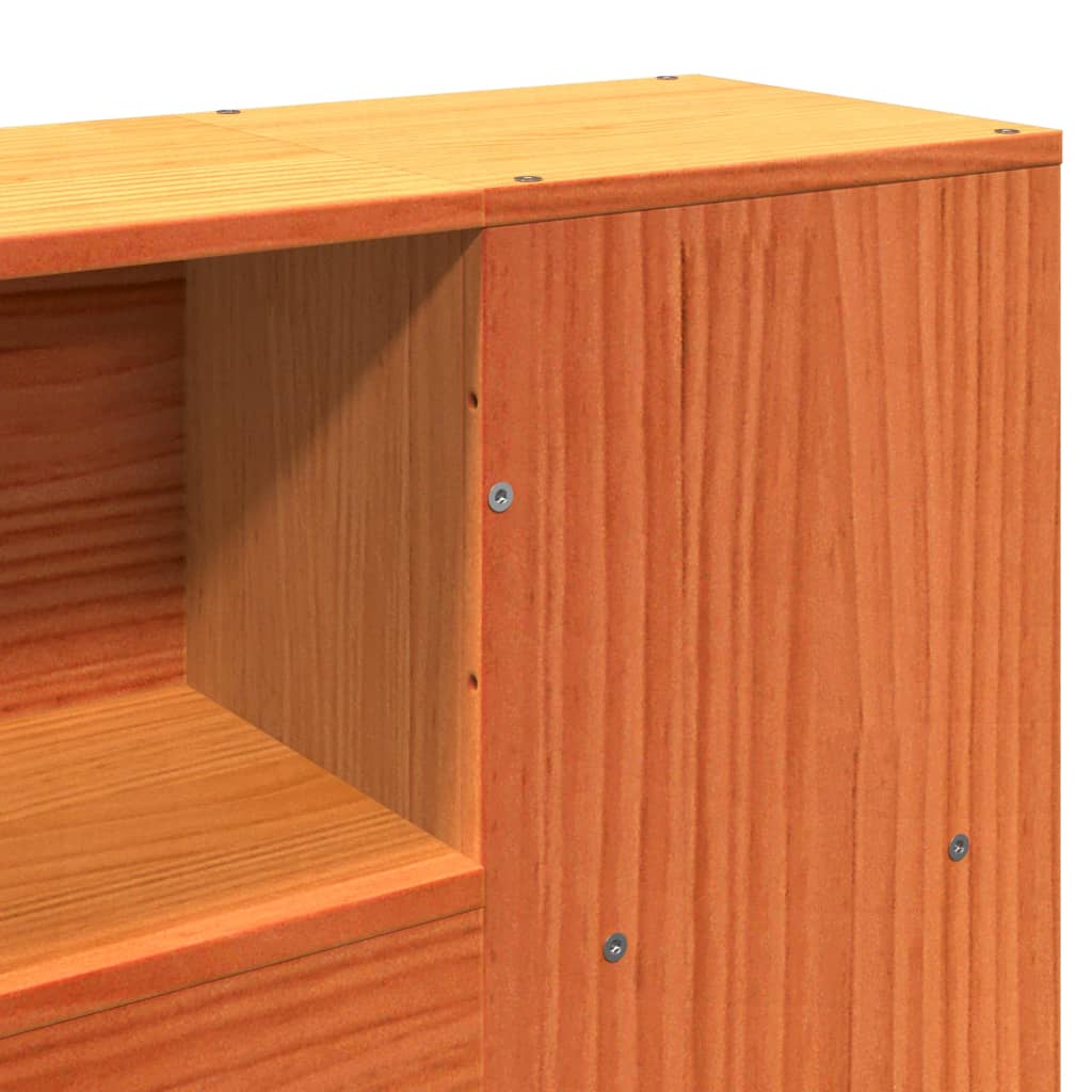 Headboard with Storage Space Wax Brown 200 Cm Solid Pine Wood