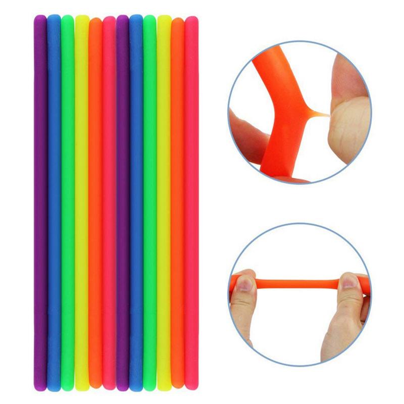 6 Adet Kendin Yap Yumuşak Kauçuk Noodle Esnek İp Oyuncakları Gerilebilir İp Stres Giderici Oyuncak Gerilebilir İp Fidget Stres Atma Çocuk Oyuncak