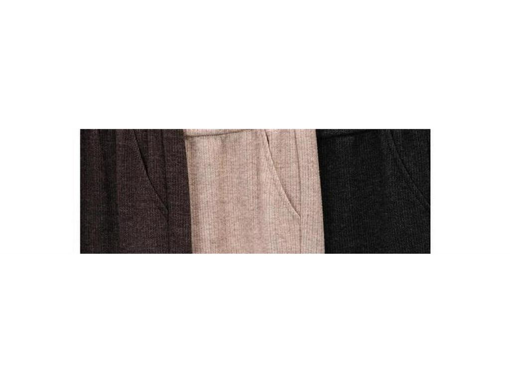 Fashionable High Waist Fleece-Lined Knit Pants - Autumn Winter Casual Chic