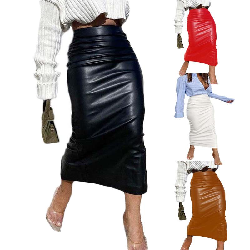 Spring and Summer New Sexy Leather Skirt High Waist Tight Hip Skirt High-end Women's Clothing