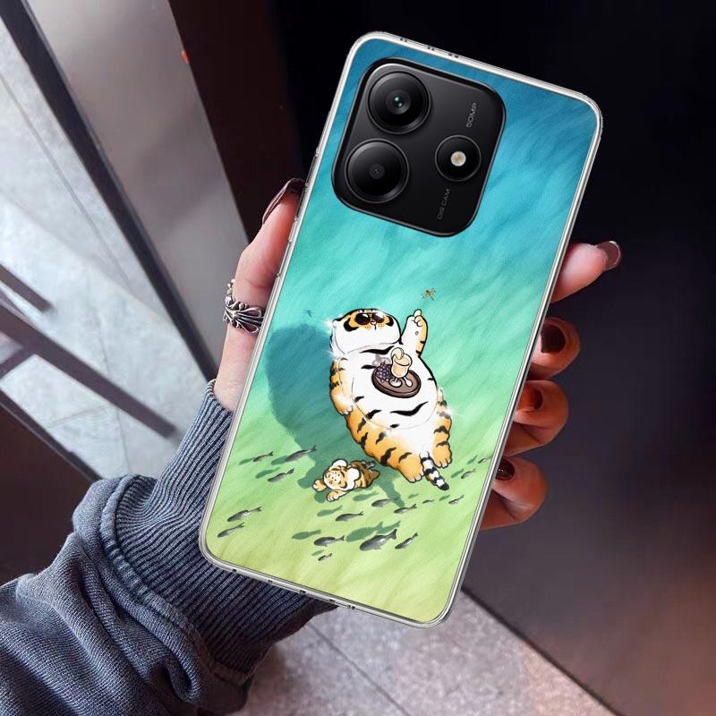 Cartoon Fat Tiger Phone Case For Xiaomi Redmi Note 10 11 12 13 14 15 Pro Plus 11S 12S 14S 11T 11E 10S Soft TPU Back Cover Redmi