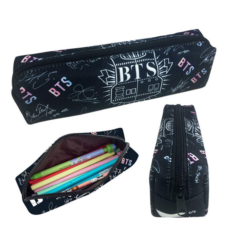 Bts Bt21 Malowanie Płótno Piórnik Portmonetka Saszetka na Makijaż Przenośna Torba na Długopisy