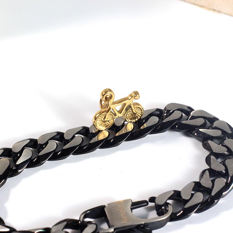 Doppelseitige 18K Gold Fahrrad Anhänger Halskette, Personalisierter Edelstahl Schmuck