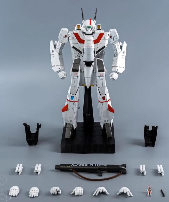 AC" ThreeZero Macross 8-inch ROBO-DOU VF-1J Rick Hunter Robot Armored Transforming Action Figure (Complete)