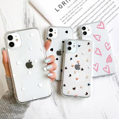 Clear Phone Case For iPhone 16 Pro Case iPhone 15 13 11 12 14 Pro Max 12 13 Mini XR X XS 7 8 Plus SE Shockproof Love Heart Cover